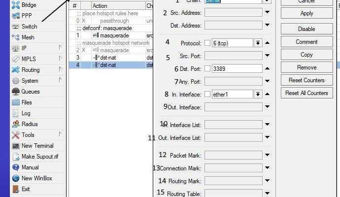 Filter rules mikrotik для проброса портов
